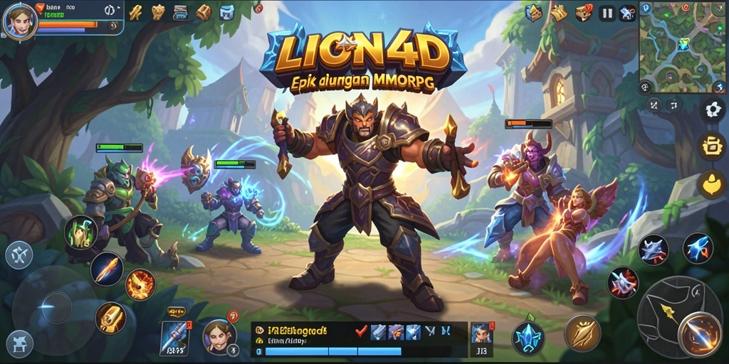 Tampilan gameplay LION4D dengan karakter beraksi di dunia MMORPG.