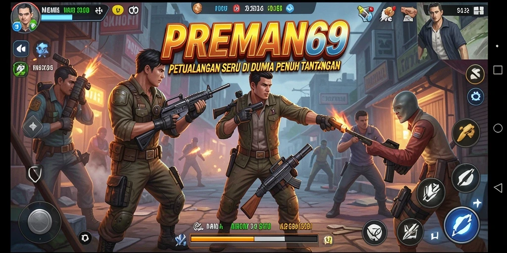 Screenshot utama PREMAN69 menunjukkan aksi seru dalam permainan Adventure.